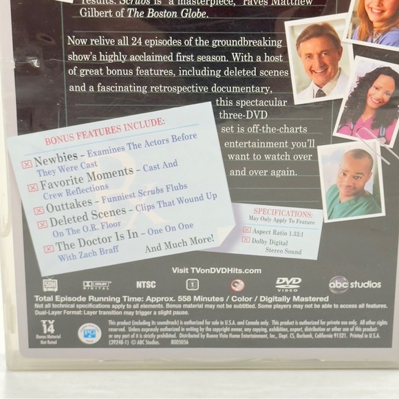 Scrubs: The Complete First Season (3 DVDs 2005) Hospital Comedy - Picture 8 of 8